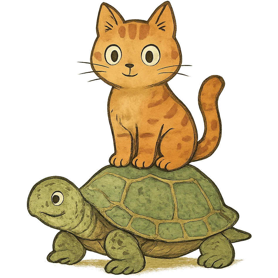 cat on a turtle emoji