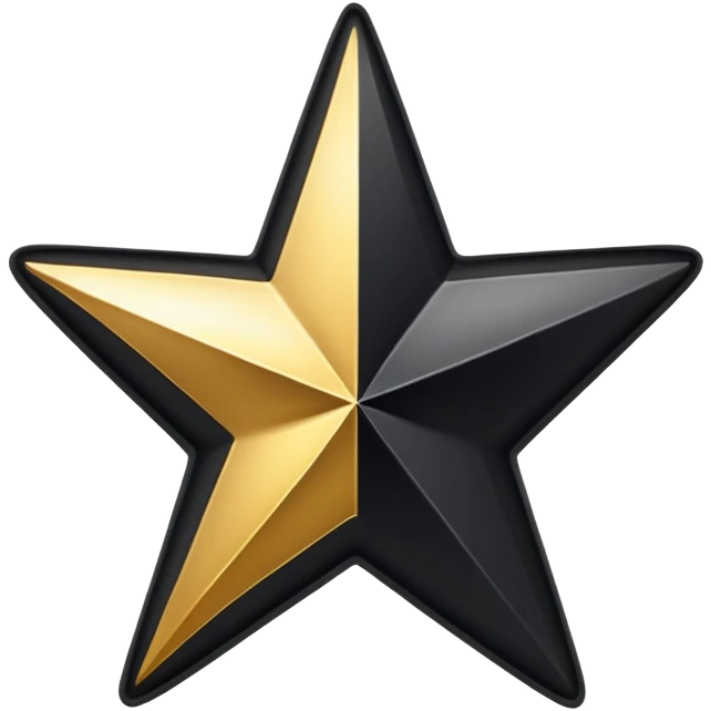 Half black half gold star split  emoji