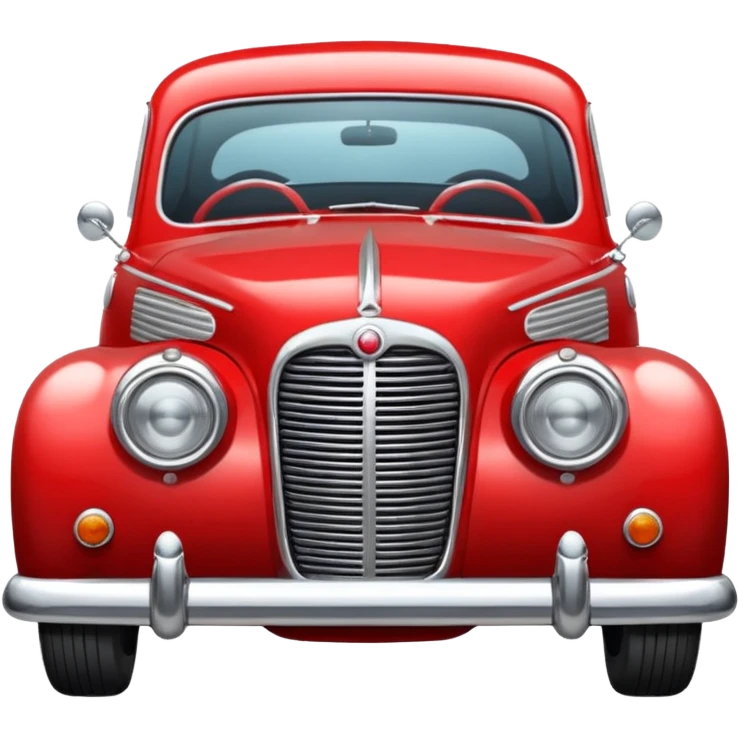 Illustrate a classic vintage car with chrome details & round headlights. emoji