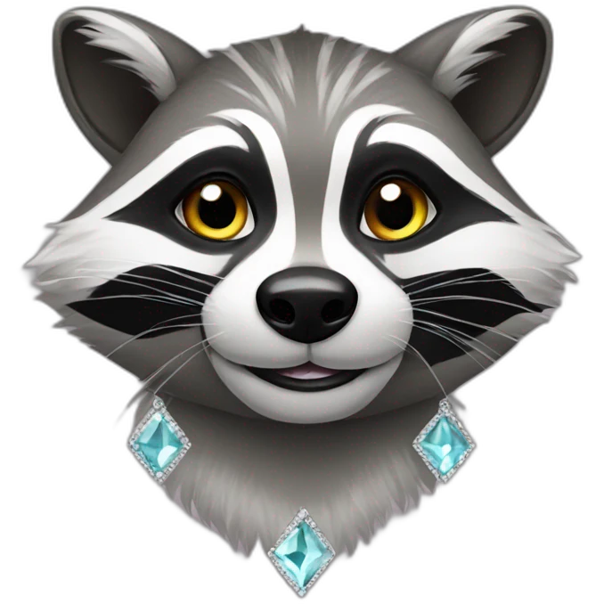 raccoon wearing diamonds emoji