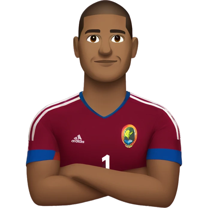 salomon rondon wearing Venezuela red wine adidas t-shirt and holding FIFA world cup emoji