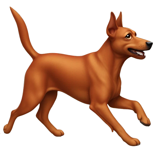 realistic solid red dog with pointed ears running emoji