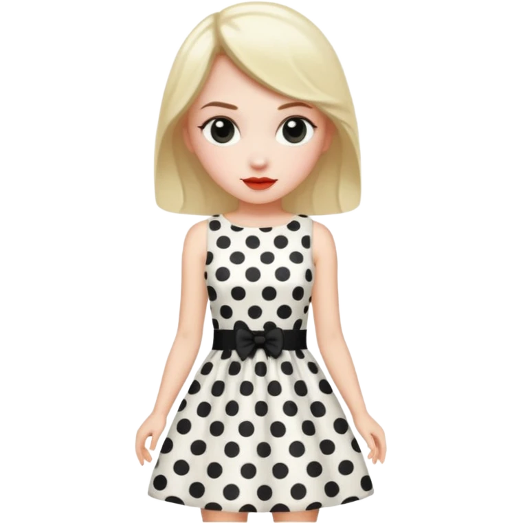 White dress with black polka dots mini emoji