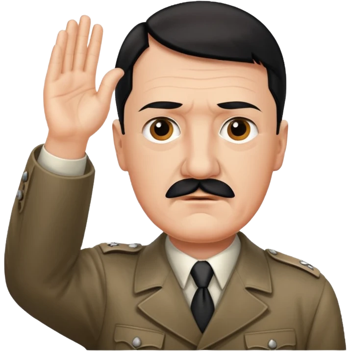 Hitler ios with hand raised emoji