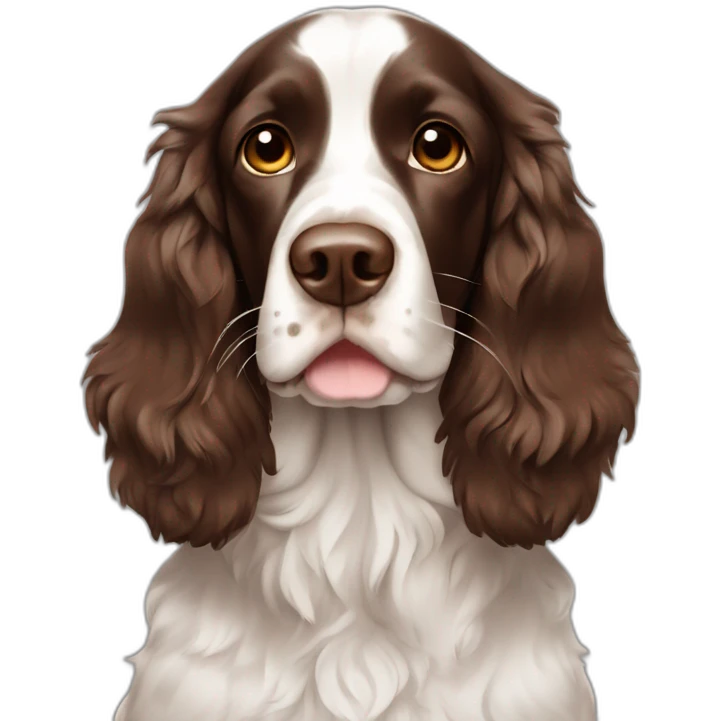 Cute All brown sprocker spaniel with white chest emoji