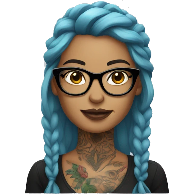 Tattooed woman with glasses emoji