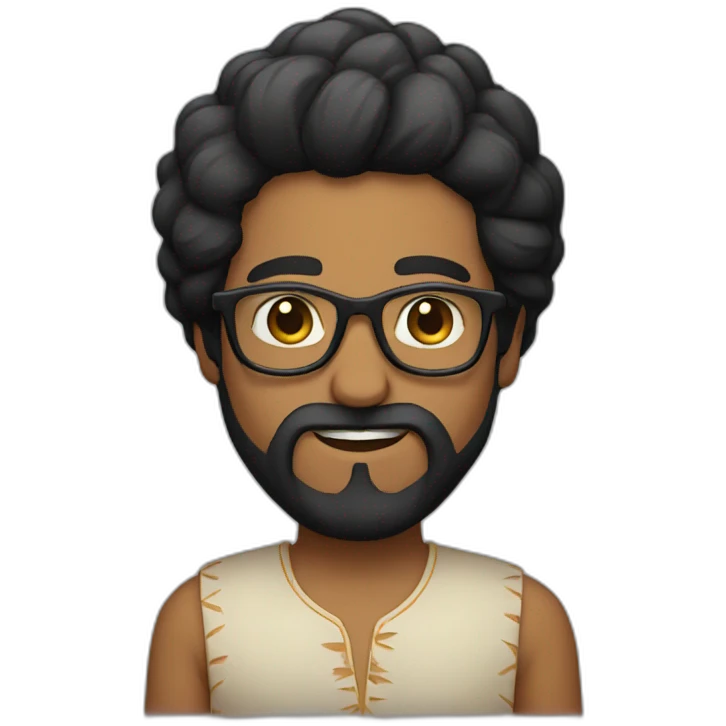 Black hair Indian with glasses and beard emoji