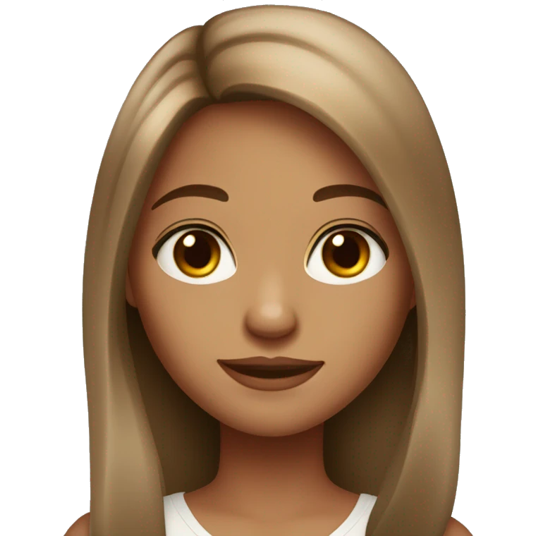 fair medium tan skin girl with hazel eyes and brown long hair  emoji