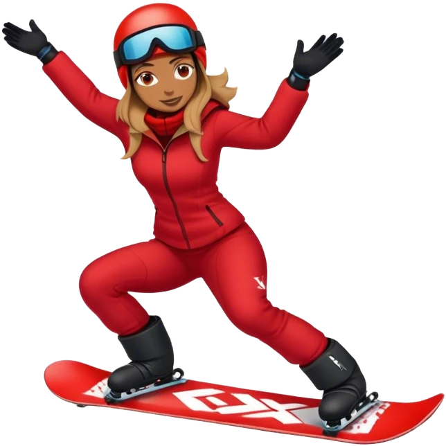 Female snowboarder in red emoji