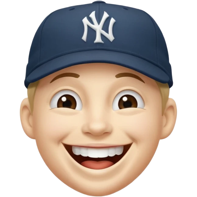Laughing face wearing ny yankee cap emoji