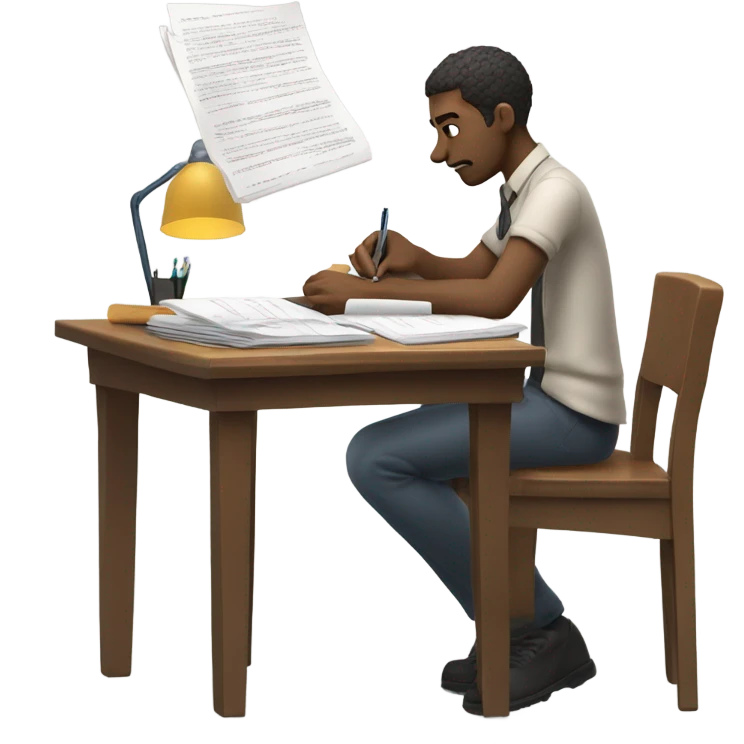 Sun man working hard on school work emoji