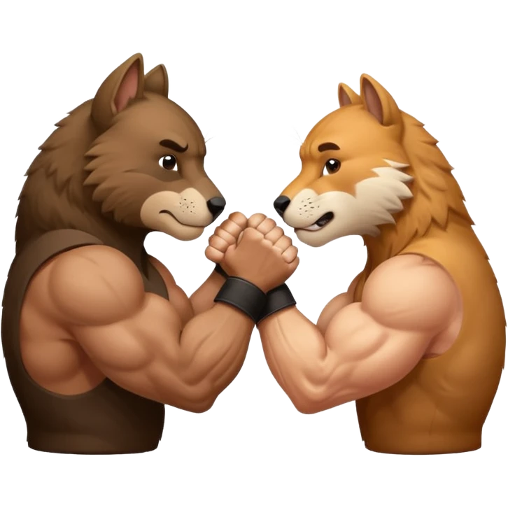 2 animals arm wrestling each other emoji