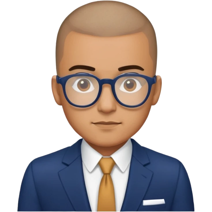 Buzz cut Latino with glasses and dark blue suit  emoji