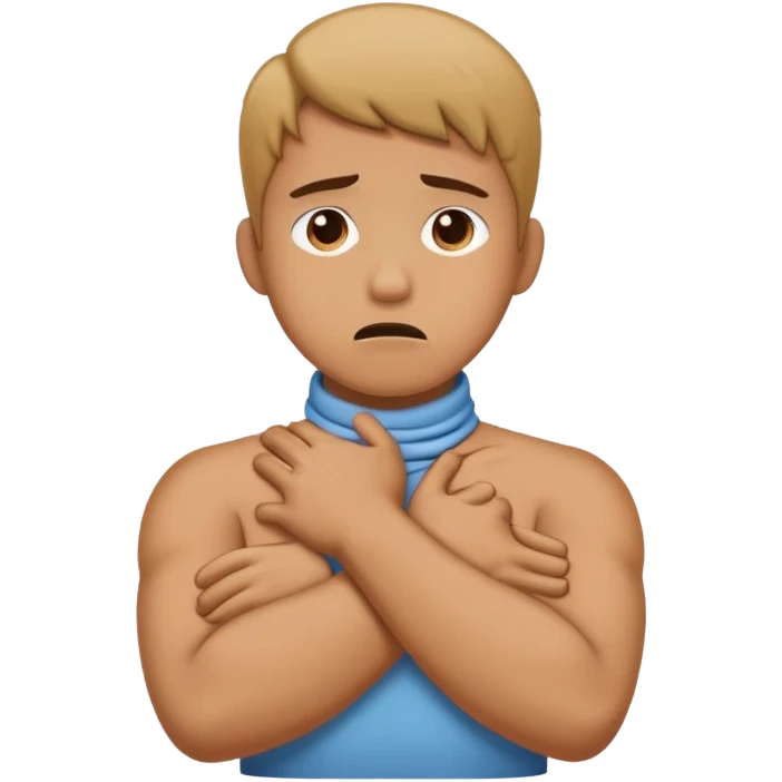 person crossed arms holding neck looking stressed choking emoji