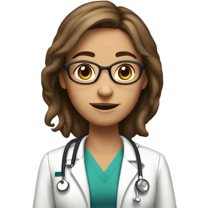 a full body medical student talking 20 years old girl student tan skin, brown hair emoji