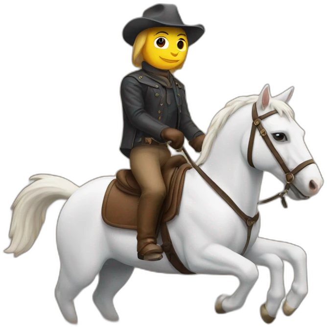 A cat rides ahorse emoji