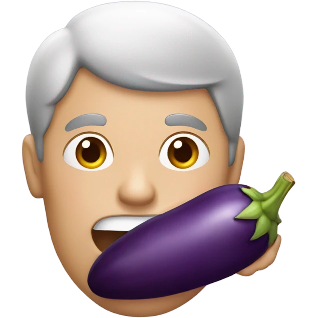 Man eating purple eggplant emoji