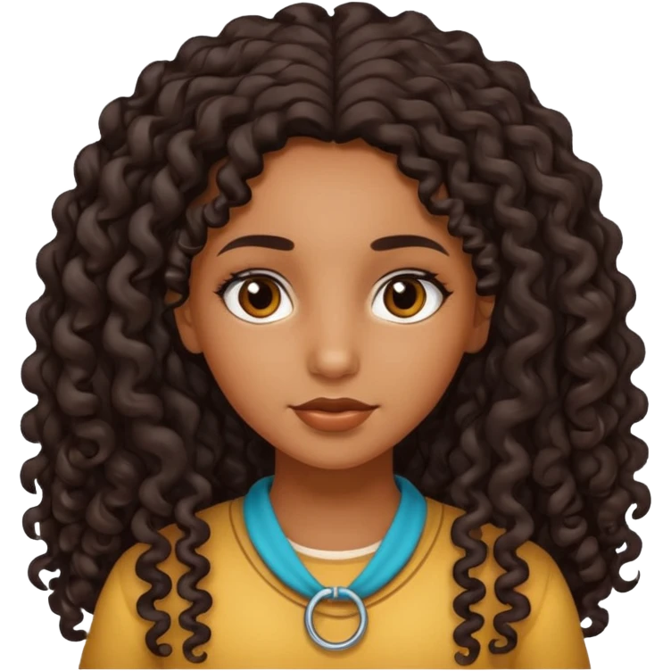 North african girl with long curly hair  emoji