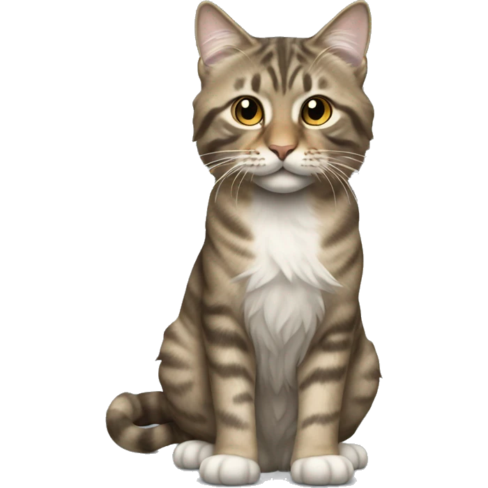Marl long hair tabby full body emoji
