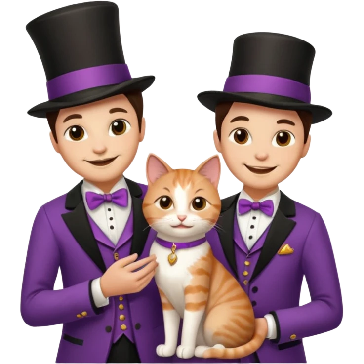 magician couple and their pet cat emoji