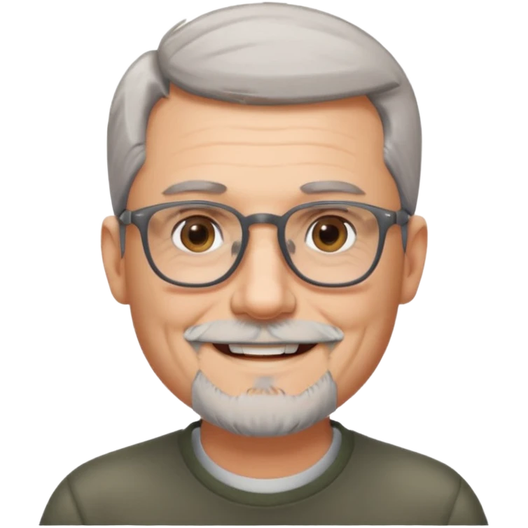 54 year old man, short shaved grey hair, beard, glasses emoji