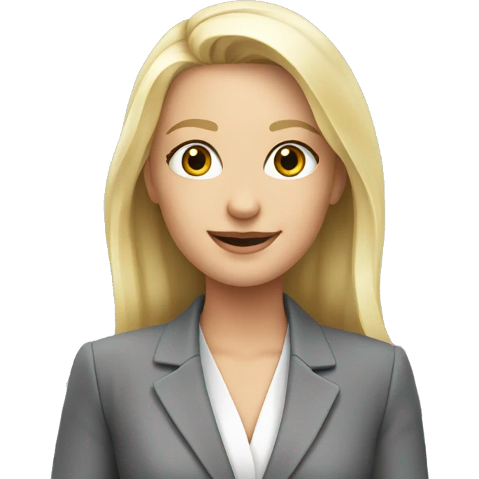 Blonde jewellery sales professional in a grey suit emoji