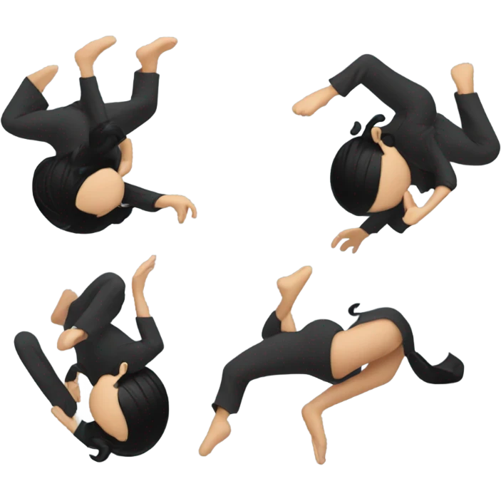 Backflip woman black hai emoji