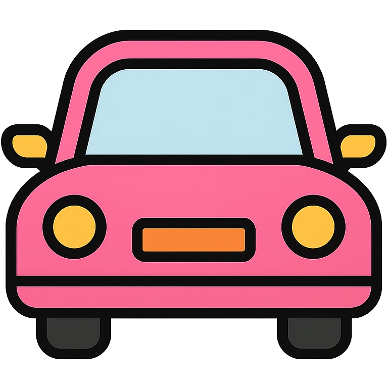 pink car icon with color outline emoji