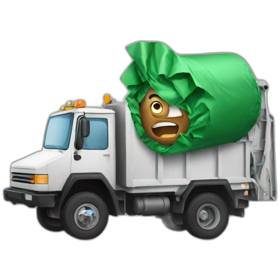 Crazy Guy Driving Garbage Truck emoji