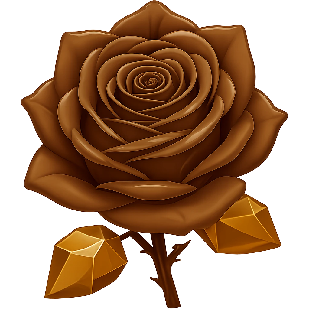 Make the rose made of ice brown in the style of emoji, keeping the emoji style look, with no background. emoji