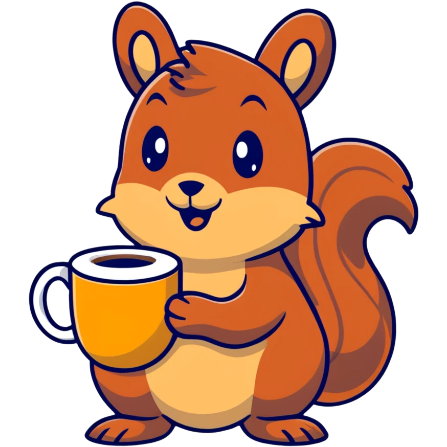 Squirrel holding a yellow coffee mug  emoji