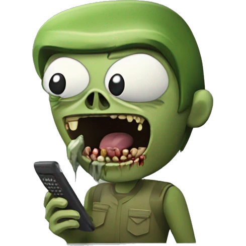 zombie che cammina guardando il telefono con la testa chinata emoji