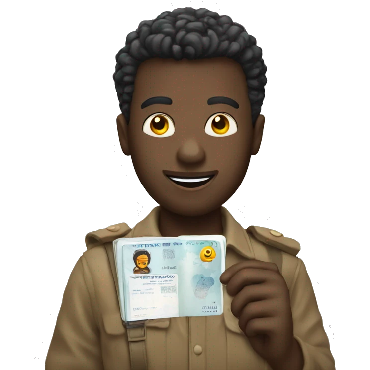 Emoji with passport in a hand emoji