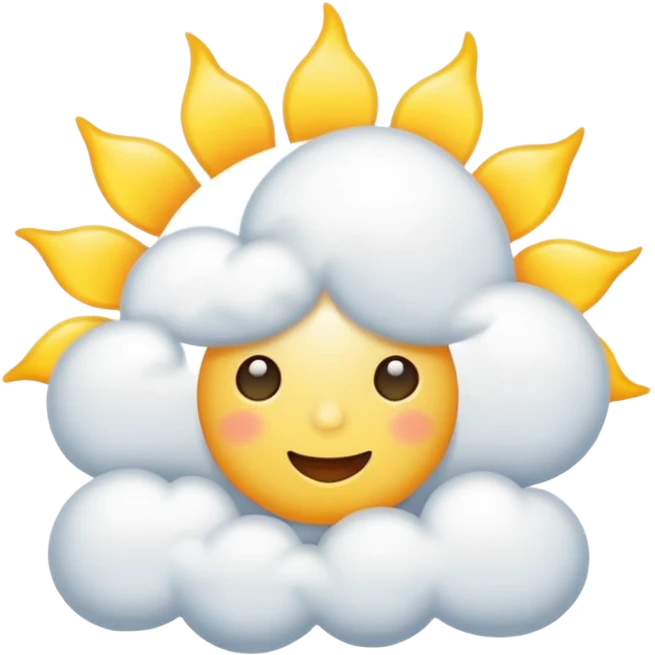 cloud with sun partially behind it, classic emoji style emoji