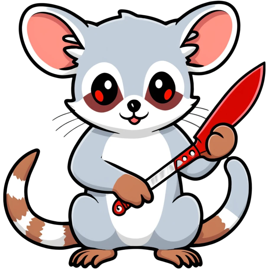Mouse lemur with a bloody knife emoji