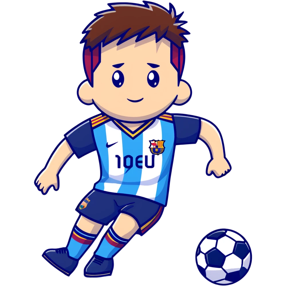 lionel messi dribbling a soccer ball wearing a blue and white jersey emoji