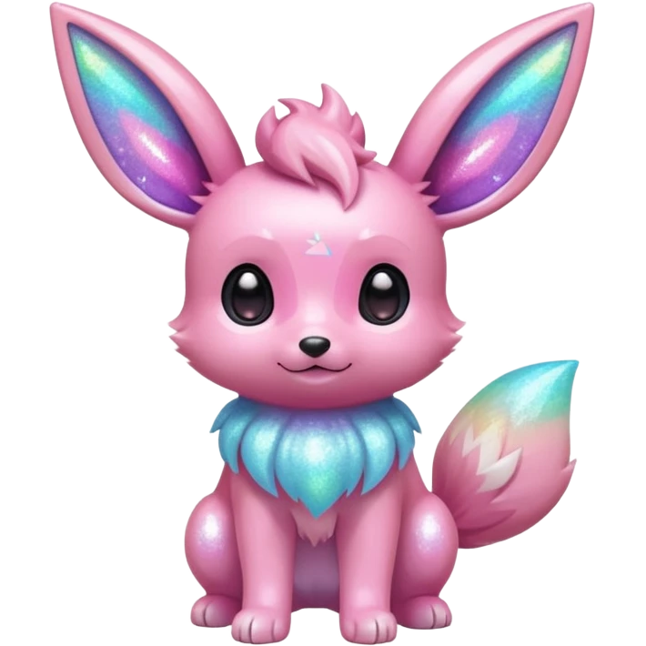 Kawaii Shiny Colorful Pastel Iridescent Glittery Eevee Full Body emoji