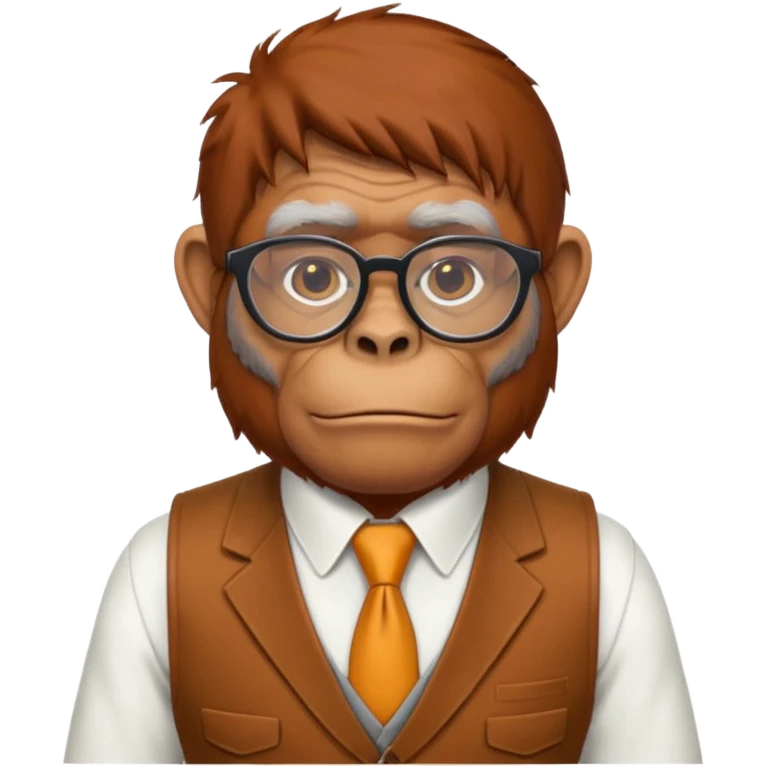 Orangutan secretary, old, glasses, vest emoji
