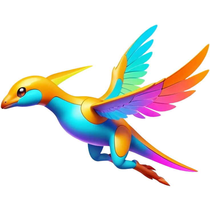 Colorful Neon Colors Vibrant Colors Flying Futuristic Fakémon-Pokémon-Creature Full Body emoji