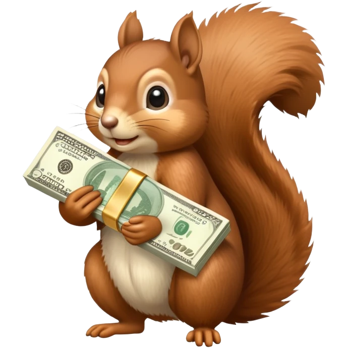 squirrel with a lot of money in the hands emoji