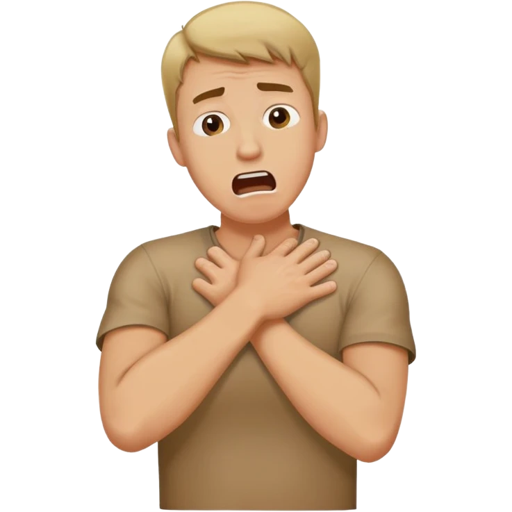 Guy crossing his arms choking himself and yelling emoji
