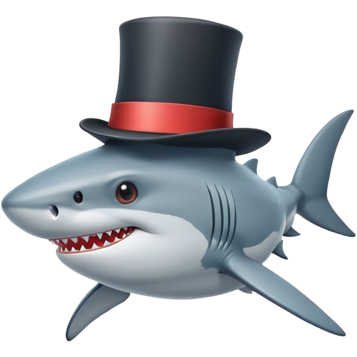 Shark with a top hat emoji
