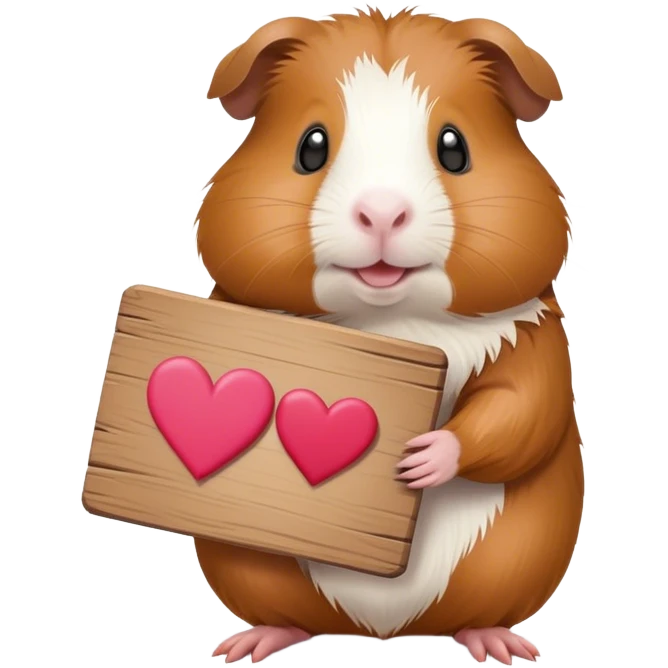 Guinea pig holding a sign that says happy Valentine’s Day emoji