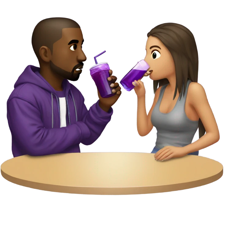 kanye west and hawk girl sipping purple drink emoji