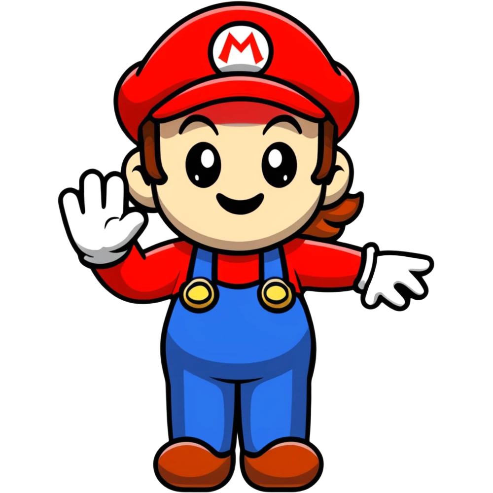 female Mario waving in cute cartoon style emoji