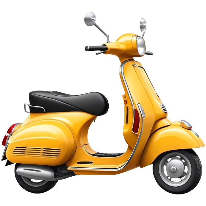 Cinematic Realistic Vespa Scooter Emoji, depicted as a stylish vintage Vespa with sleek retro design and vibrant colors, rendered with crisp textures and dynamic sunlit lighting that captures its iconic Italian charm. emoji