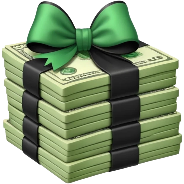 stack of money with black bow emoji