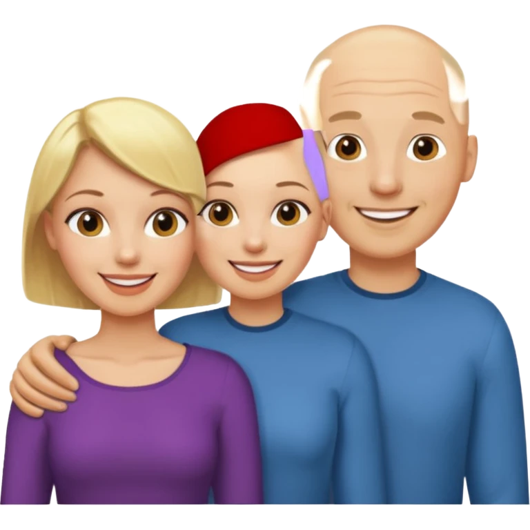 Two blonde women and a man with bald head emoji