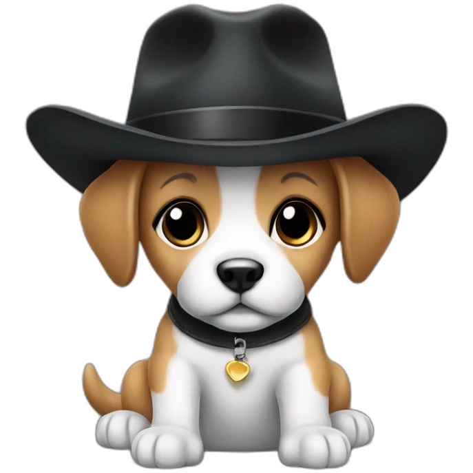 baby dog with a black hat emoji