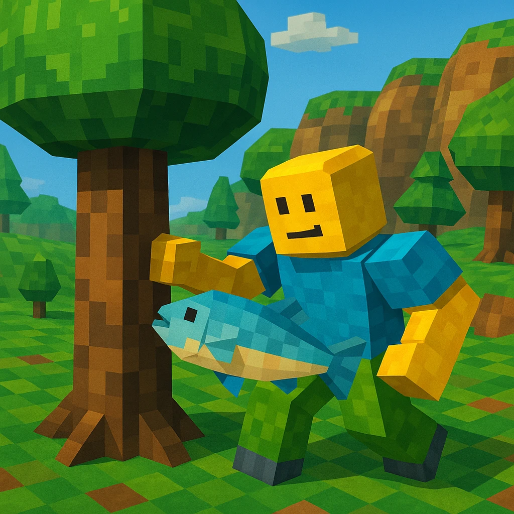 Noob punching a tree… with a fish
 emoji